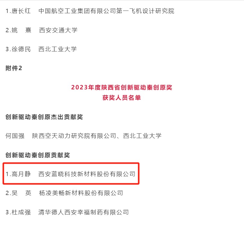 尊龙凯时人生就是搏科技董事长高月静荣获2023年度陕西省立异驱动秦创原奖